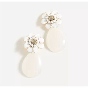 NWT J.Crew White Flower‎ Drop Earrings Wedding Floral Nickel-Free Pave Crystals